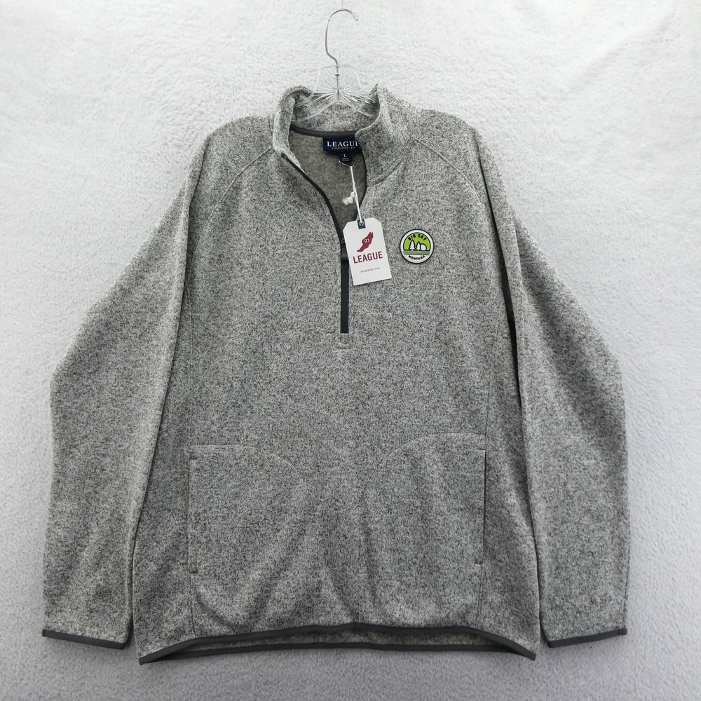 League Quarter Zip Pullover Mens Large Big Sky Montana Gray Fleece Polyester